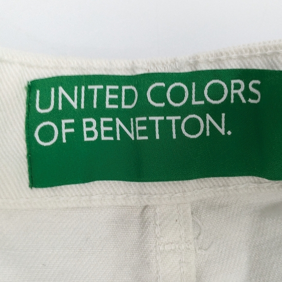 United Colors of Benetton women's white wide legs denim pants jeans size 30 - Picture 8 of 15